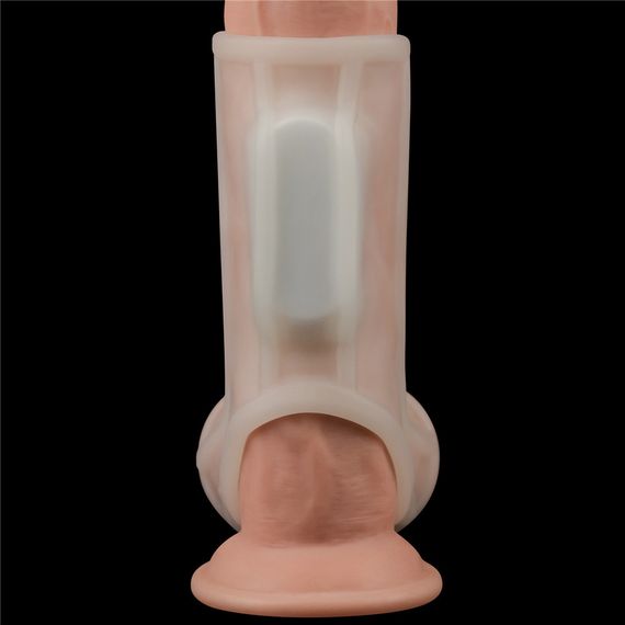 Насадка на член - Vibrating Ridge Knights Ring With Scrotum Sleeve White sexstyle | Зображення 1