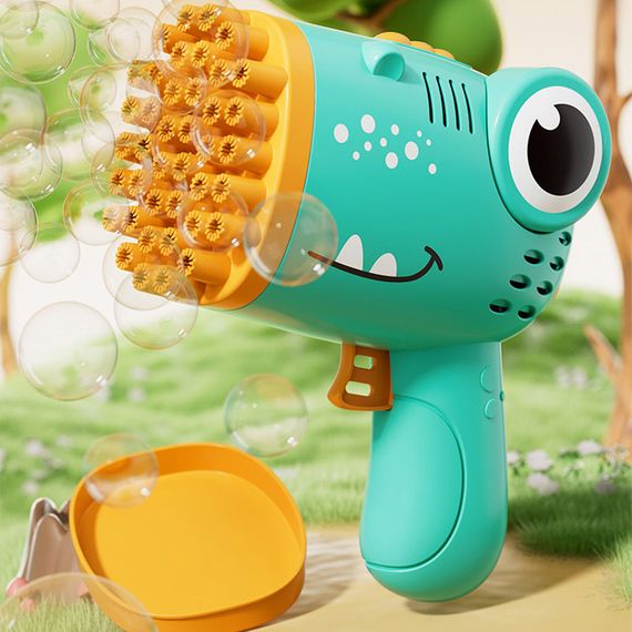 Пистолет для мыльных пузырей Dinosaur Bubble Gun с насадкой на 40 отверстий 50ml Green | Зображення 1