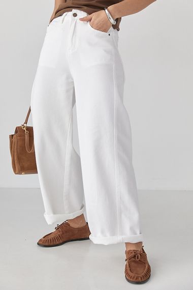 Жіночі білі джинси Palazzo - білий цвет, S (є розміри)