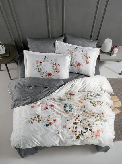 Постельное белье La Romano Premium Satin 200×220 Floral Grey