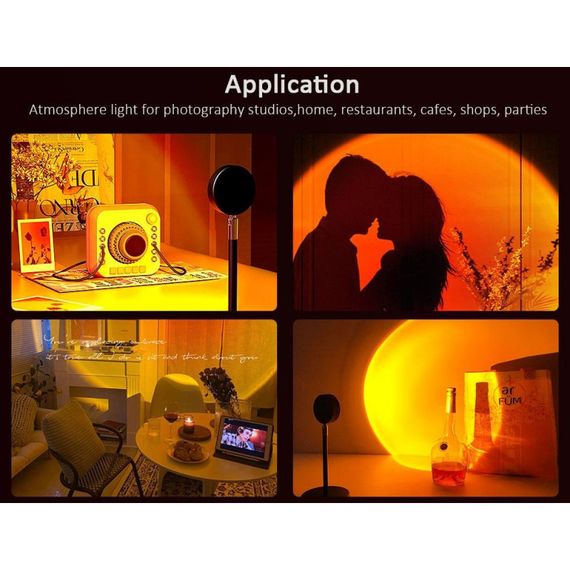 Проекционная разноцветная RGB LED лампа Sunset Lamp с эффектом заката с пультом, светильник заката/рассвета, 1 | Зображення 2