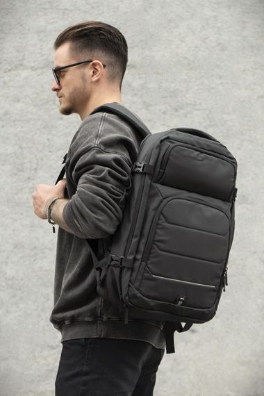 Рюкзак ручна поклажа з розширенням Without Reflective Classic USB Black | Зображення 2