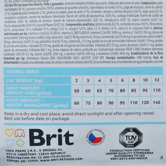 Корм сухий Brit Grain Free VetDiet Cat Obesity для котів з зайвою вагою та ожирінням з куркою та горохом 2 кг | Зображення 5