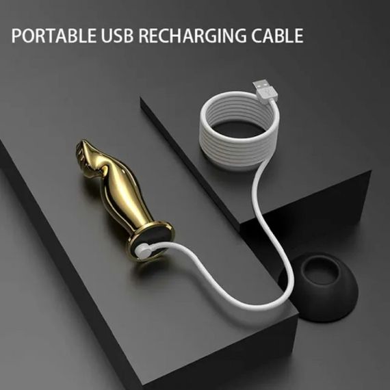 Масажер простати металевий золото з вібрацією Lockink sexstyle | Зображення 4