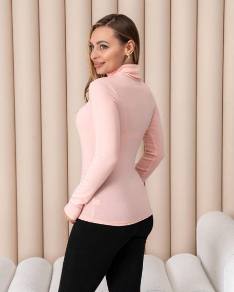 Женская теплая водолазка-гольф полушерсть на термо флисе цвет светло-розовый размер 52 DM09.09 | Зображення 2