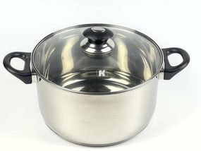 Кастрюля с крышкой Best Seller FH-222-24 24 см 6.1 л серебристая