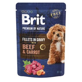 Корм влажный Brit Premium Fillets in Gravy Beef&amp;Carrot для собак малых пород филе в соусе говядина и морковь 85 г