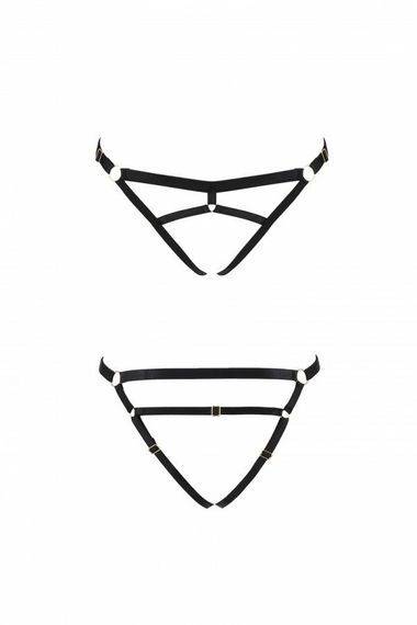 Трусики из стреп Passion Exclusive KELIS THONG Черный L/XL | Зображення 1