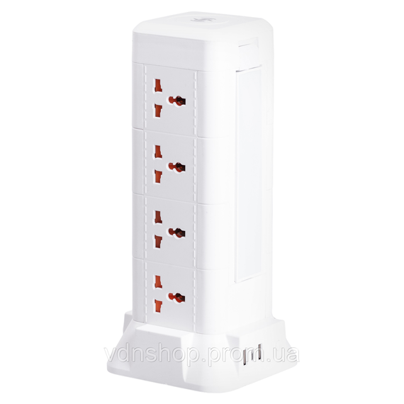 Мережевий фільтр подовжувач 2.8 м з лампою на 12 універсальних розеток з 2 USB, 1 Type-C, бездротова зарядка HP-5-9MF | Зображення 6