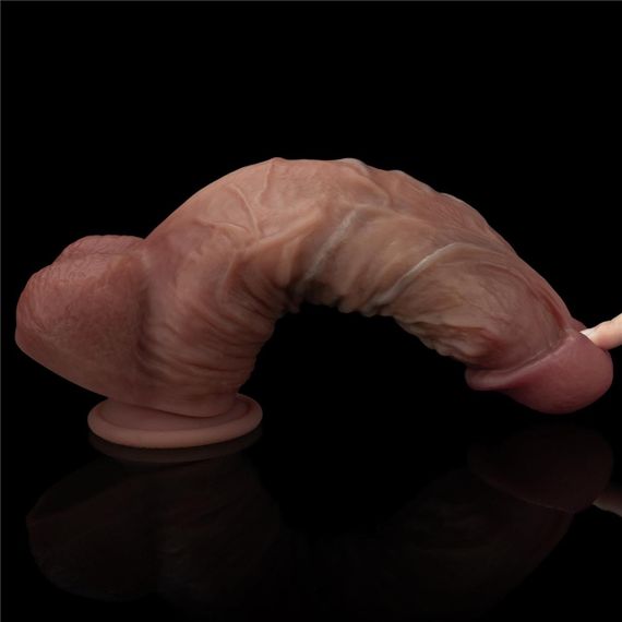 Фалоімітатор - Dual-Layered Silicone Cock XXL 10.5" Brown Sex Aura | Зображення 6