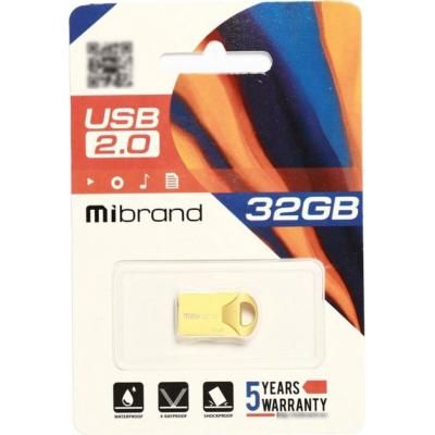 USB флеш накопитель Mibrand 32GB Hawk Gold USB 2.0 (MI2.0/HA32M1G) (MI2.0/HA32M1G) | Зображення 1