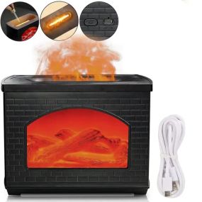 Увлажнитель воздуха Камин с эффектом пламени Fireplace Humidifier 270 мл / Ночник аромадифузор с имитацией огня и светодиодной