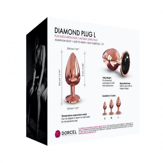 Золота металева анальна пробка із прикрасою у вигляді кристалу Dorcel - Diamond Plug, L | Зображення 5