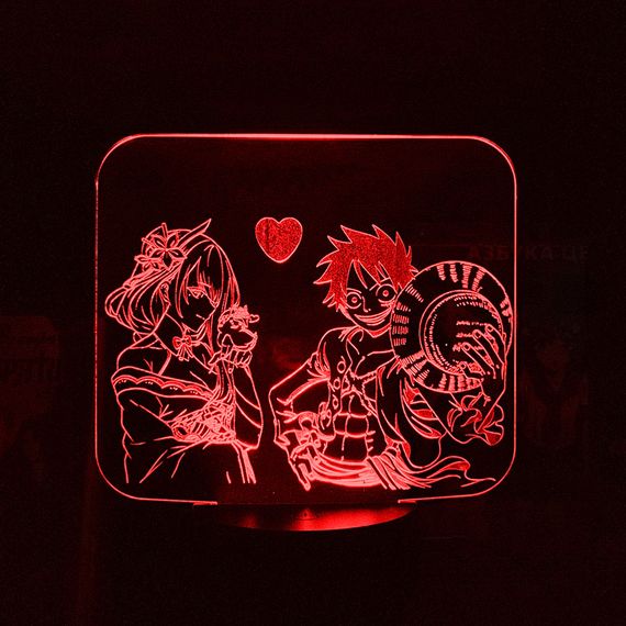 Акриловий світильник-нічник Д. Луффі та Райден червоний tty-n002034