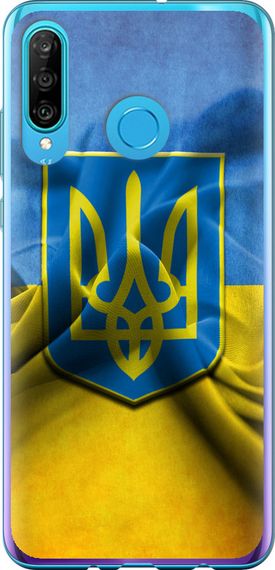 Чехол на Huawei P30 Lite Флаг и герб Украины 1 "375u-1651-17620"