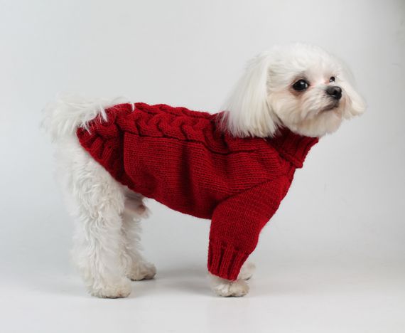 Светр в'язаний Косичка червоний Y-236