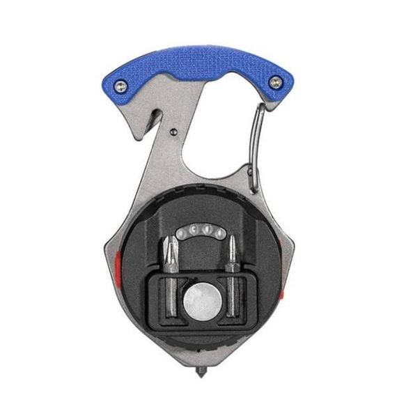 Ліхтарик-брелок для ключів багатофункціональний 4в1 (відкривачка, викрутка, спіральна запальничка) Синя