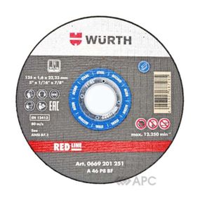 Круг отрезной по металлу Wurth Red Line 125*1,6*22,2 мм (1664101251)
