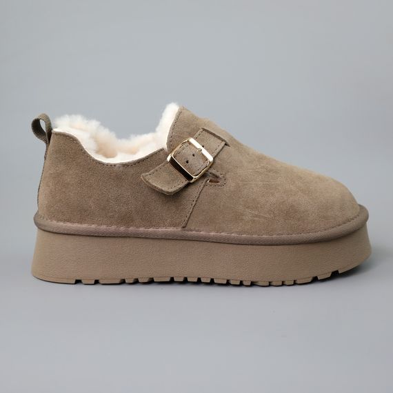 Угги жіночі замшеві хутро 590633 Бежеві 39 40 41