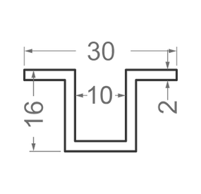 Алюмінієвий профіль швелер 30х16х2 ПАС-675