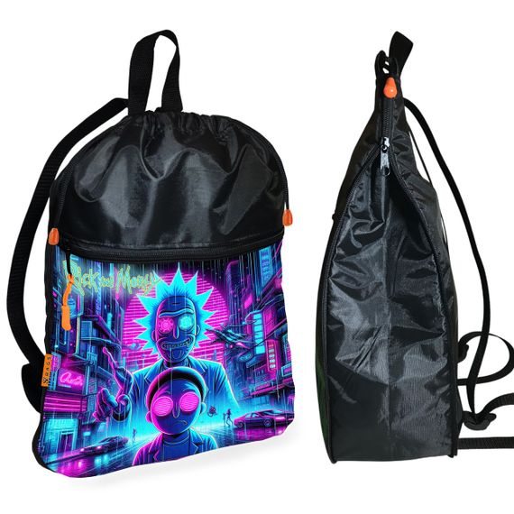 Рюкзак-мешок для обуви,спортивной формы Рик и Морти детская сумка для сменки с расширителем (01389)
