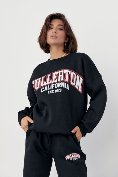 Женский спортивный костюм на флисе с принтом Fullerton California - черный цвет, L (есть размеры) | Зображення 4