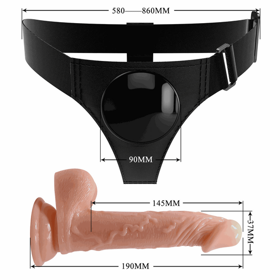 Страпон Pretty Love Harness Briefs Kevin 7.2 Dildo, тілесний | Зображення 1