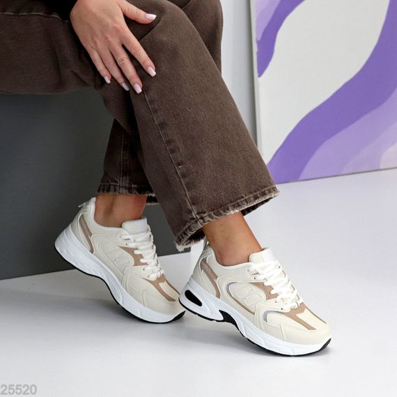 Повседневные модельные бежевые зимние кроссовки доступная цена | Зображення 5