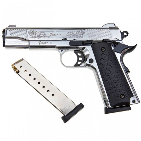 KUZEY 911#6 Matte Chrome Plating, Engraved/Black Grips + магазин | Зображення 3