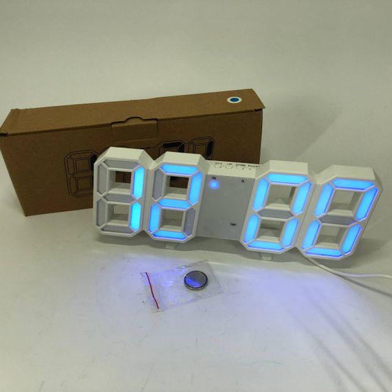 Годинник настільний LY-1089 з білим підсвічуванням LED синій, Годинник настільний професійний електронний | Зображення 9
