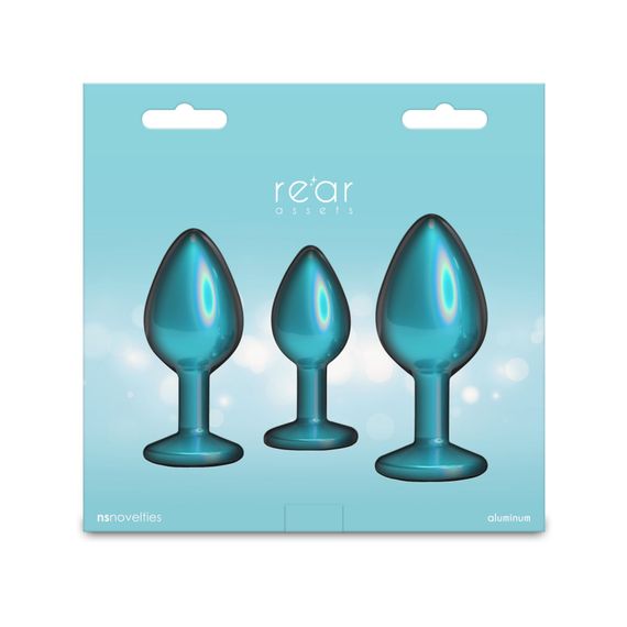 Набір анальних пробок NS Novelties Rear Assets - Trainer Kit - Iridescent Teal - Teal Gem | Зображення 3