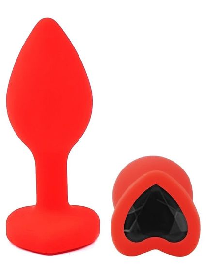 Анальная пробка EGZO Silicone Red Heart Plug S, медицинский силикон, красная Sex Aura | Зображення 1