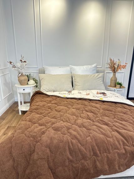 Ковдра полуторна відкрита двостороння з вовни Arda Pure Wool 21445 150х210 см шоколадне | Зображення 7