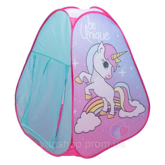 Намет дитячий 80×80×100 см ігровий намет для дівчаток вуличний з єдинорогом Рожевий HP-S-2ND | Зображення 1