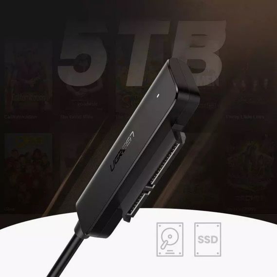 Кабель адаптер Ugreen CM321 SATA-USB 3.0 для підключення HDD/SSD 2.5" дисків - Black | Зображення 4