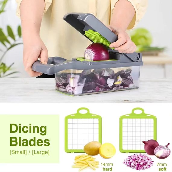 Універсальна овочерізка - мультислайсер Nicer Dicer 25 в 1 · Терка - подрібнювач з контейнером, 25 предметів | Зображення 5