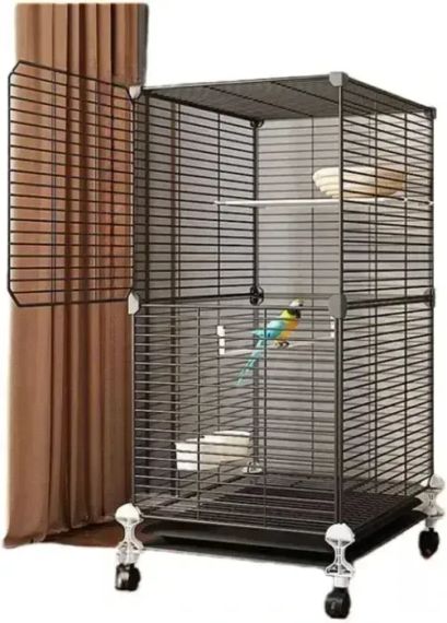 Металева клітка для птахів на колесах з аксесуарами 82х37х37см KP-82 | Зображення 3