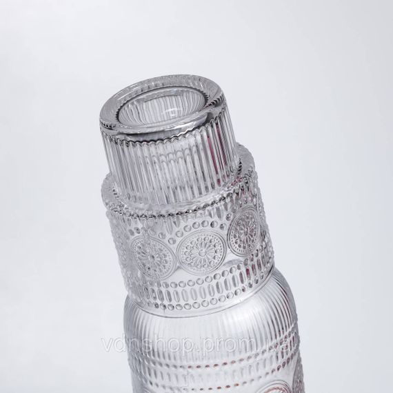 Глечик 700 мл зі склянкою 1 (шт) графин для компоту соку води лимонаду глечик для напоїв Прозорий HP-19-L4 | Зображення 2