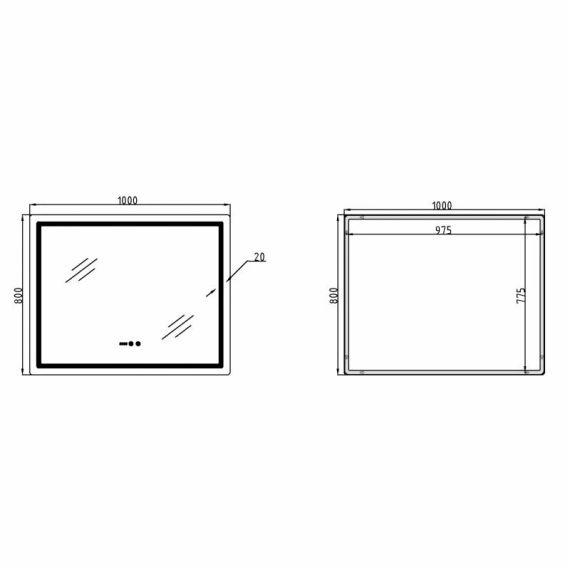 Дзеркало Qtap Mideya (MI2) 1000х800 з годинником, з LED-підсвічуванням Touch, з антизапотіванням, димером, рег. яскравості | Зображення 1