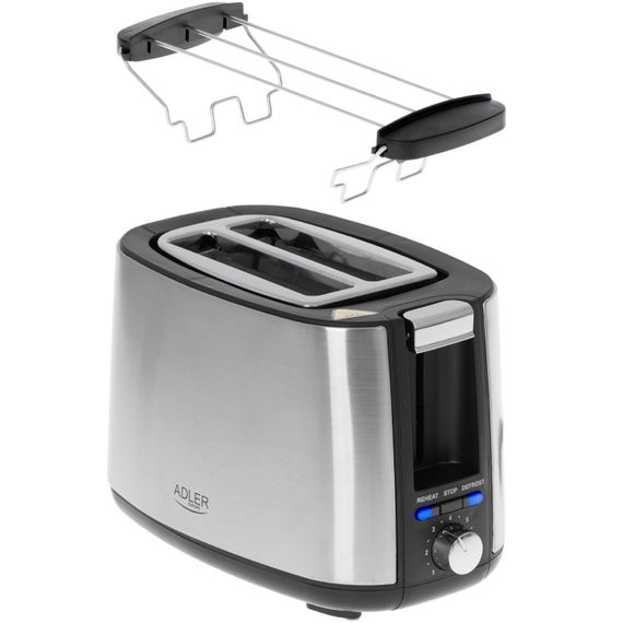 Тостер Adler AD 3214 900Вт/ 2 відділення/7 режимів підсмажування/розморожування/підігрів булочок | Зображення 4
