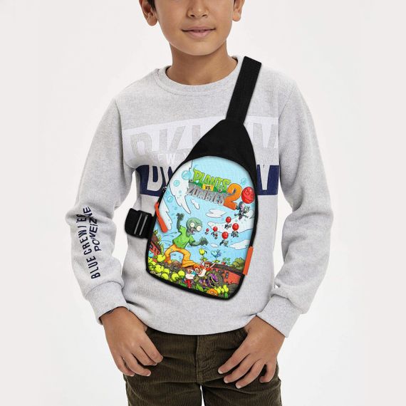 Сумка через плече дитяча Рослини проти зомбі 29х17 см сумка слінг для хлопчика (02154)