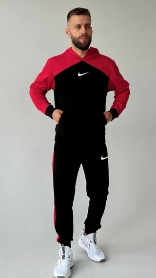 Чоловічий спортивний костюм Nike чорний  з червоними вставками | Зображення 4