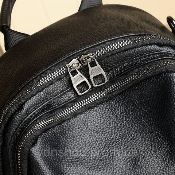 Стильна жіноча сумка міська на плечі 35х27х14, рюкзак з натуральної шкіри, чорний | Зображення 7