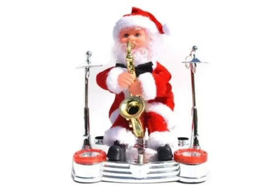 Интерактивная игрушка "Санта-Клаус с саксофоном и барабанами" | Зображення 2