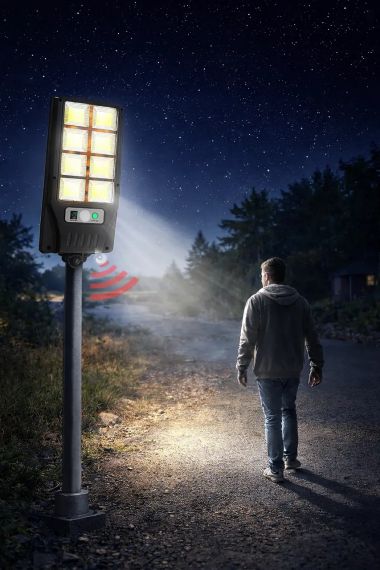 Уличный фонарь на столб Solar sensor light BK-120-8COB-B с датчиком движения и солнечной панелью | Зображення 1