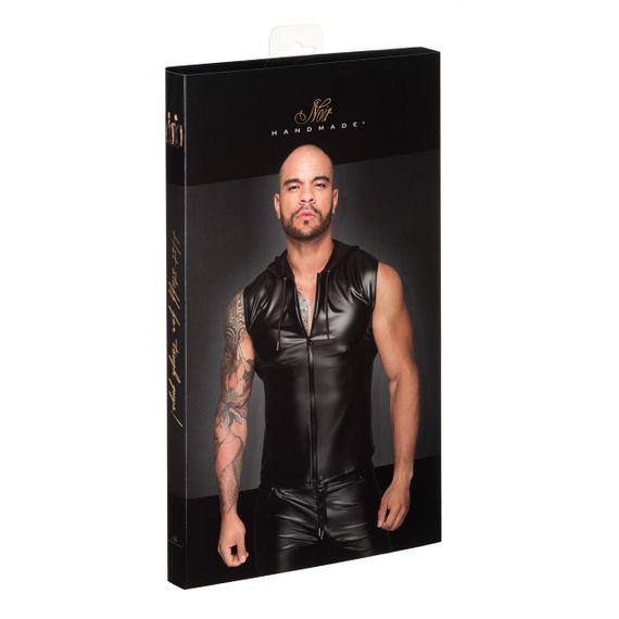 Мужская безрукавка с капюшоном Noir Handmade H062 Hooded Shirt, 3XL, мокрый эффект sexstyle | Зображення 4