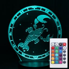 Акриловый светильник-ночник с пультом 16 цветов Знаки задиака Рак tty-n001274