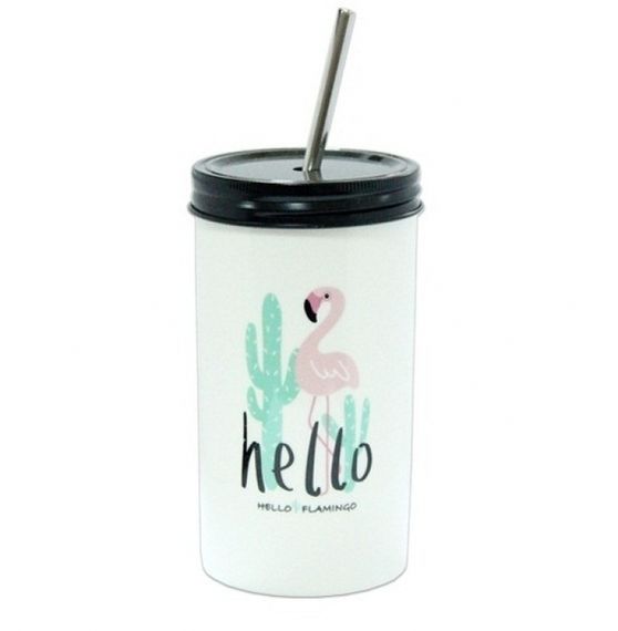 Склянка з трубочкою Flamingo