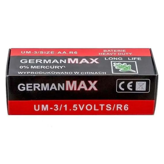 Батарейка АА (пальчикова) 1,5V GermanMAX, 1 шт / Сольова батарейка | Зображення 5