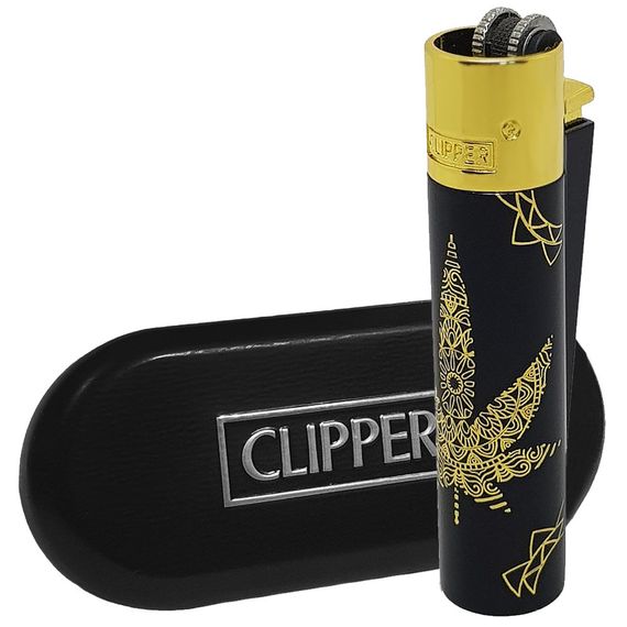Металлическая Зажигалка Clipper Metal Yantra Weed Gold